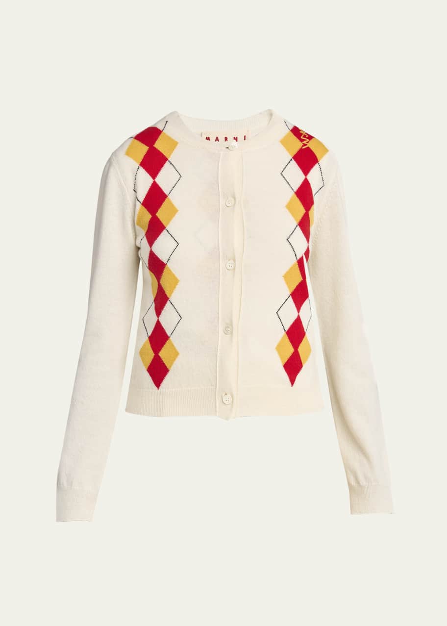 Image 1 of 1: Argyle Wool Cardigan