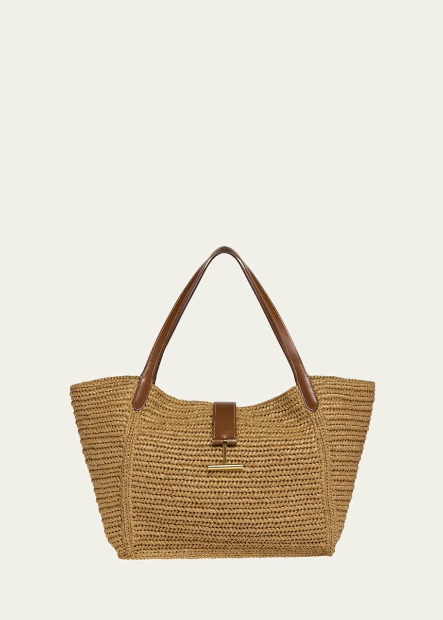 TOM FORD トムフォード ラージかごバッグ TARA LARGE TOTE TOM FORD Tara Large Tote Bag in Raffia Viscose and Leather