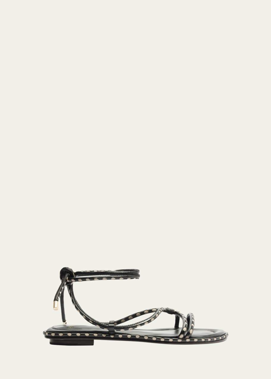 Image 1 of 1: Donna Self-Tie Leather Flat Sandals