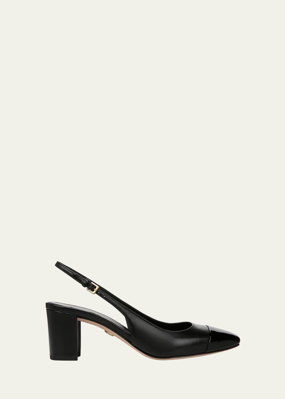 Image 1 of 1: Cecile Mixed Leather Slingback Pumps