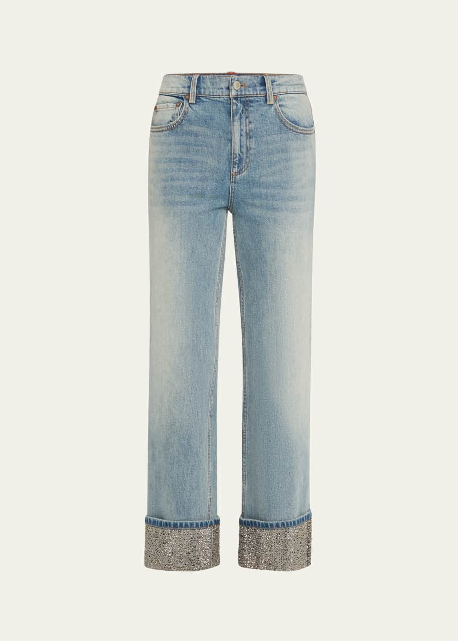 Image 1 of 1: Weezy Embellished-Cuff Jeans