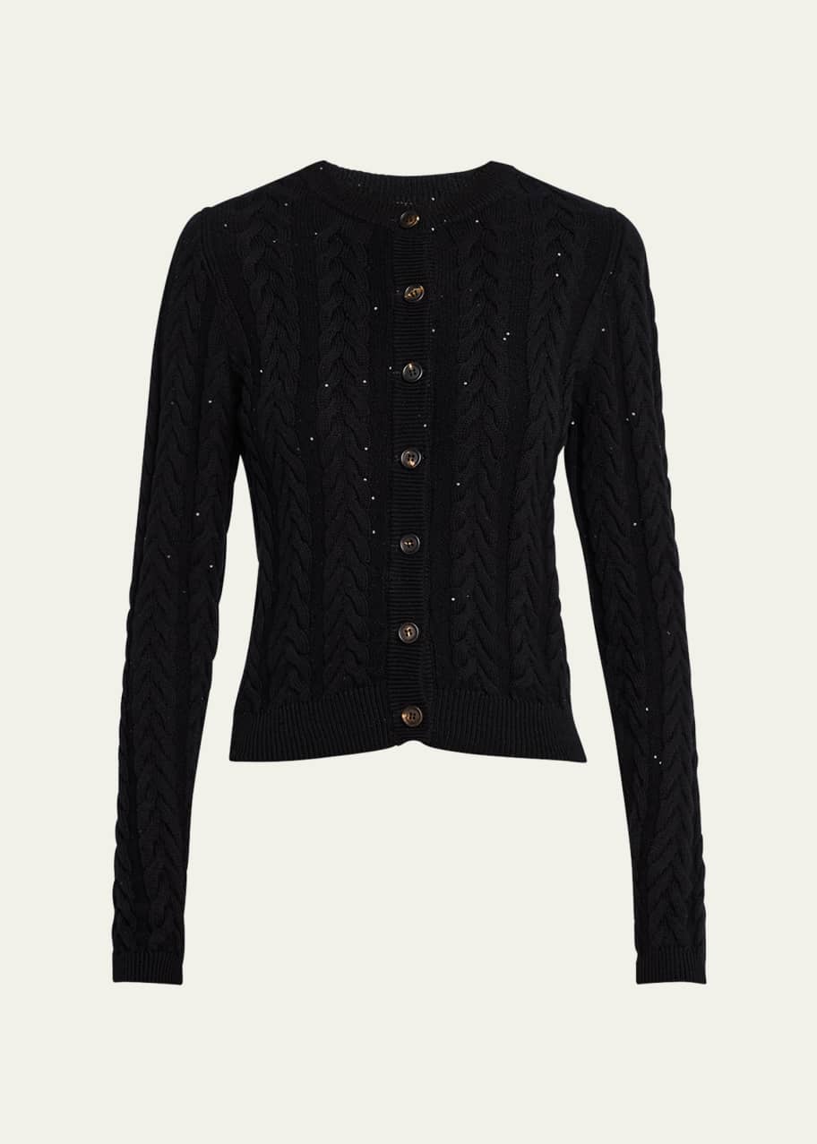 Image 1 of 1: Fitted Cotton Diamante Cardigan