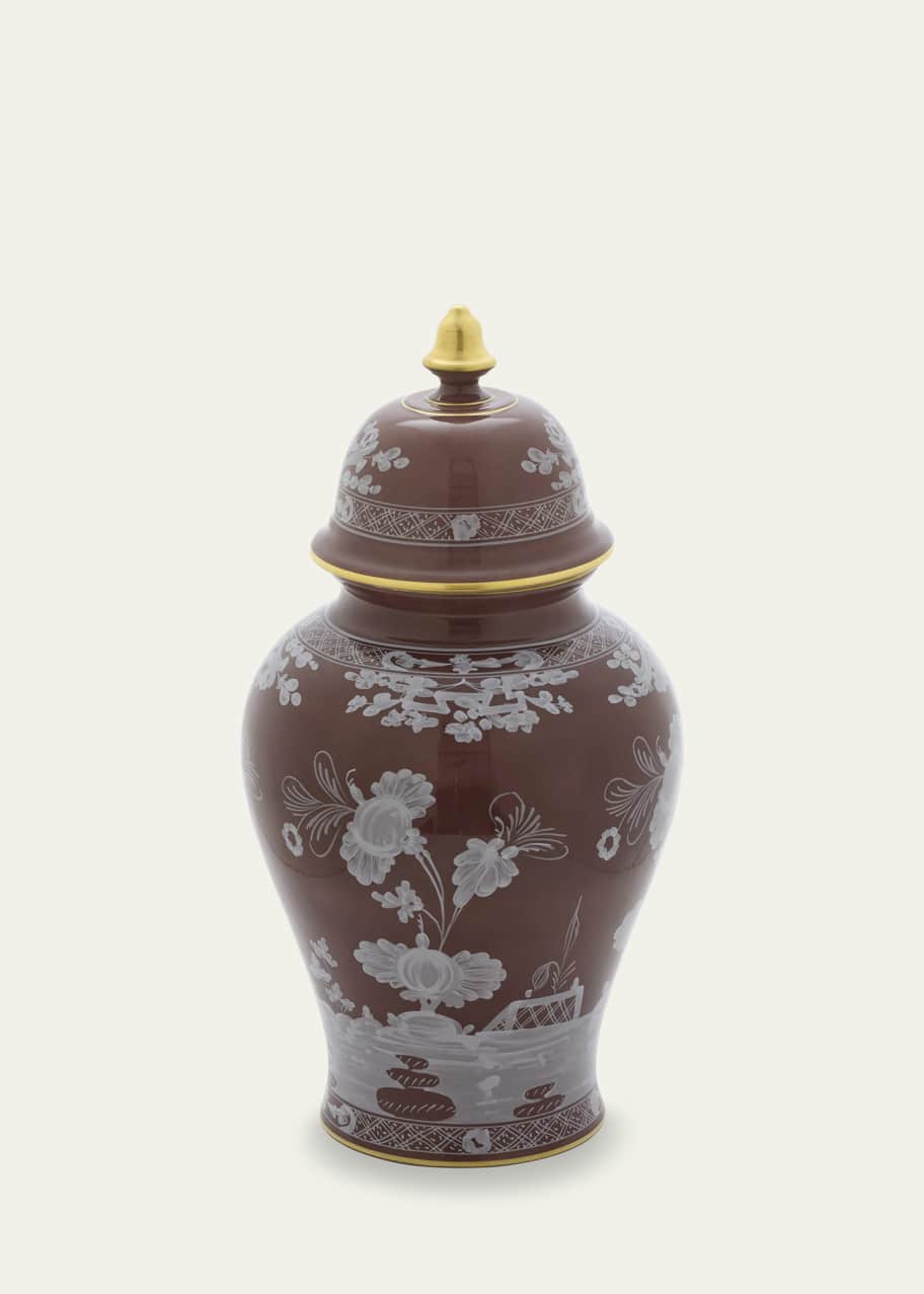 Image 1 of 1: Oriente Italiano Potiche Lidded Vase, Castagna
