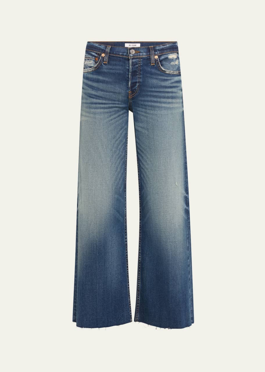Image 1 of 1: Mid-Rise Wide-Leg Cropped Jeans