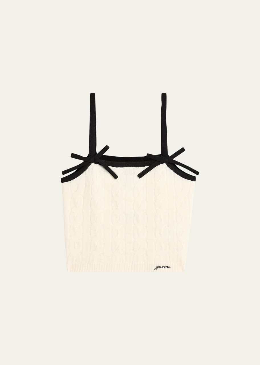 Image 1 of 1: Cashmere Mix Bow Strap Top