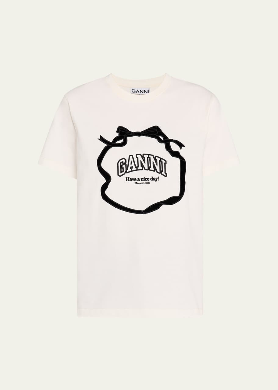 Image 1 of 1: Heavy Cotton Relaxed Bow T-Shirt
