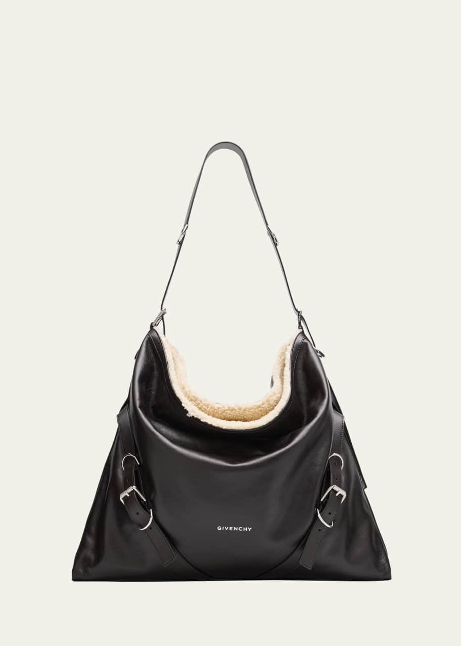Givenchy Men's Voyou Large Leather Shearling-Lined Shoulder Bag