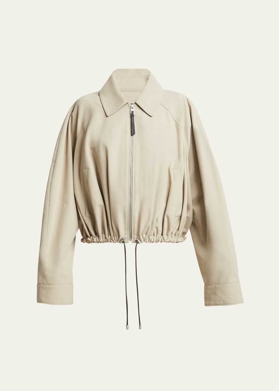 Image 1 of 1: Cropped Zip Up Drawstring Balloon Jacket