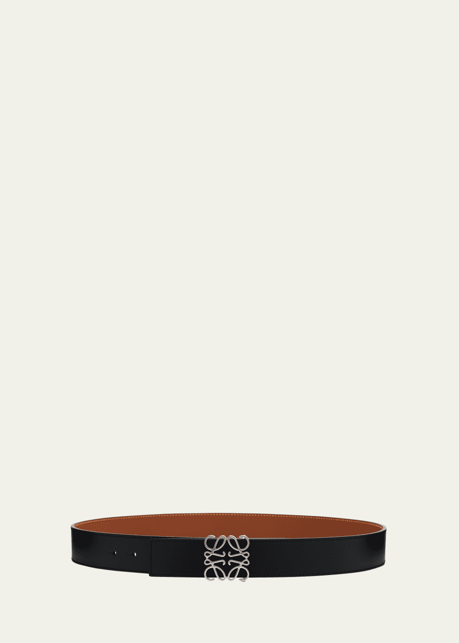 Image 1 of 1: Men's Reversible Leather Anagram-Buckle Belt