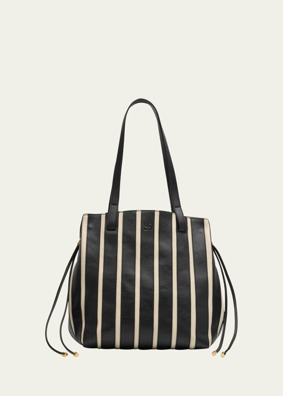 Image 1 of 1: Alma Striped Leather Everyday Tote Bag