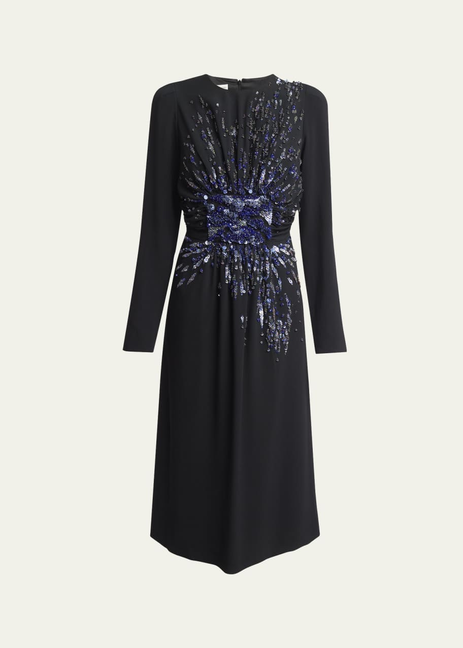 Image 1 of 1: Dofili Gathered Sequined Midi Dress