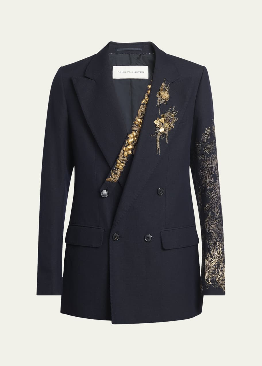 りゅ dries van noten Embellished blazer Dries Van Noten Navy Embellished Blazer Dries Van Noten