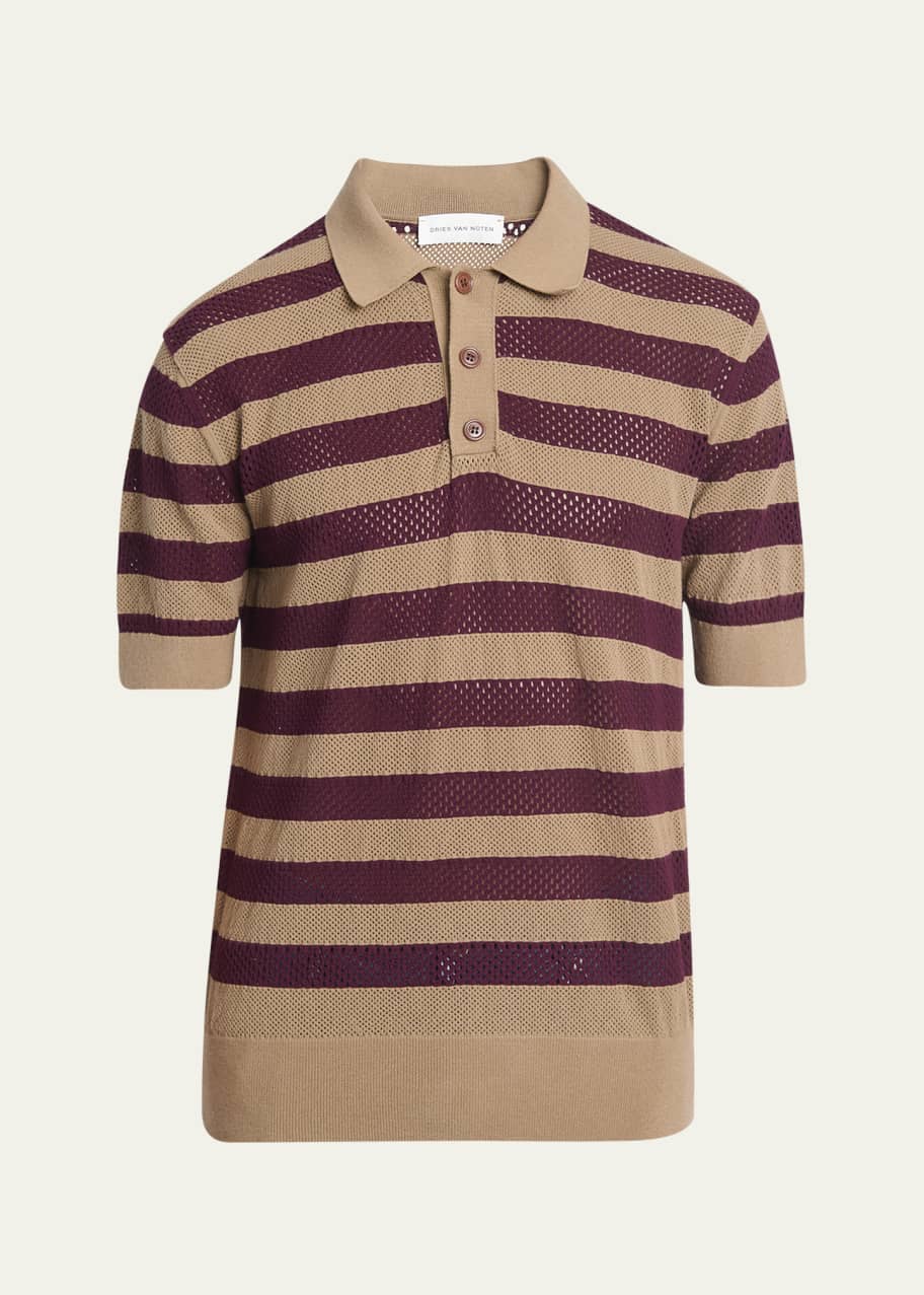 Image 1 of 1: Men's Mercy Striped Knit Polo Shirt