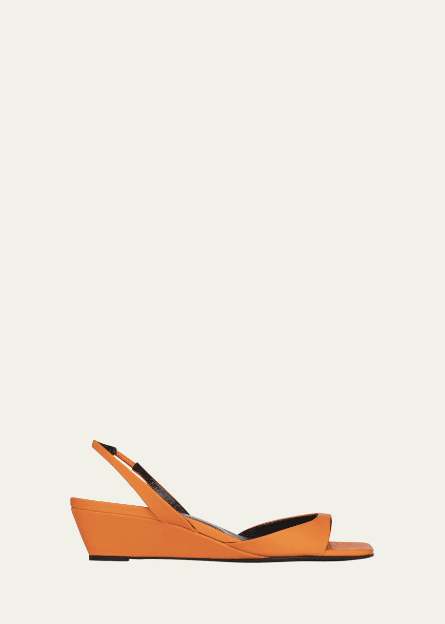 Image 1 of 1: Amber Leather Wedge Slingback Sandals