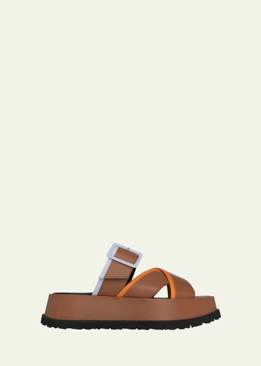 Image 1 of 1: Alpha Maxi Colorblock Crisscross Buckle Comfort Sandals