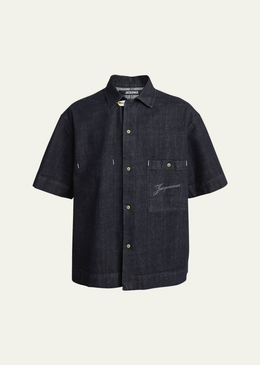 Jacquemus Men's de-Nîmes Denim Shirt - Bergdorf Goodman