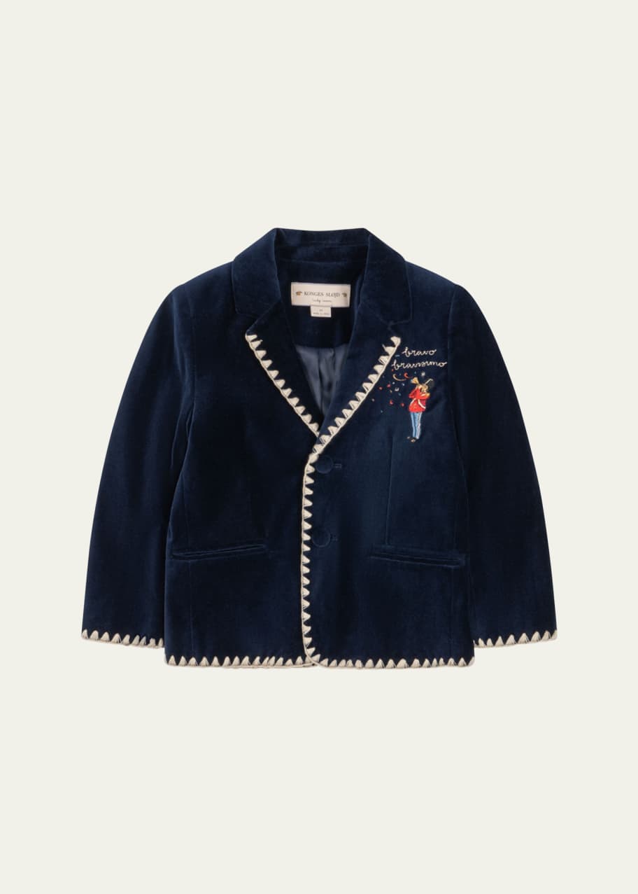 Image 1 of 1: Boy's Rocky Embroidered Blanket-Stitch Blazer, 18M-10