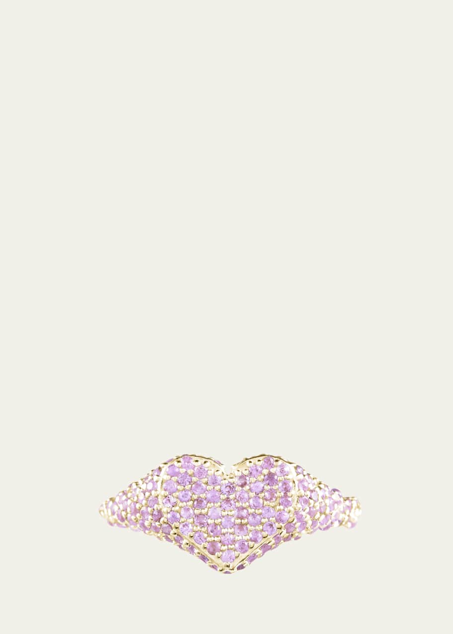 Image 1 of 1: Pavé Pink Sapphire Lover Signet Ring in 14K Gold