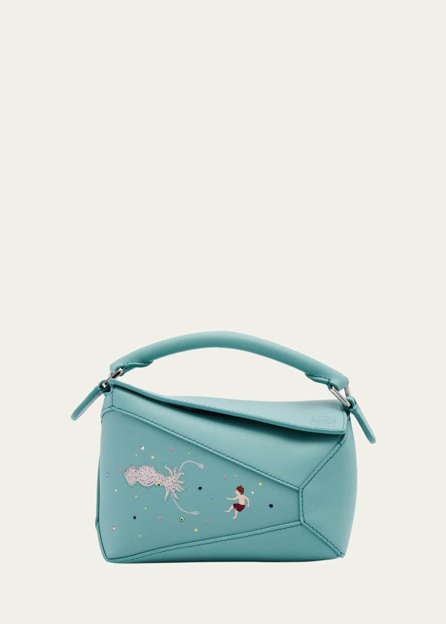 Image 1 of 1: x Sunna Fujita Puzzle Edge Mini Squid-Print Shoulder Bag in Leather