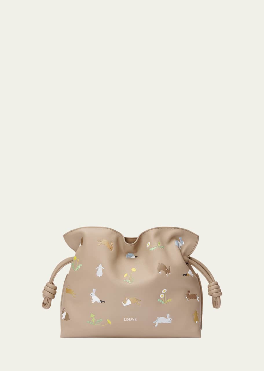 【関税&送料込】Loewe Clutch Flamenco Media Con Paillettes Medium Flamenco clutch in nappa calfskin Green - LOEWE