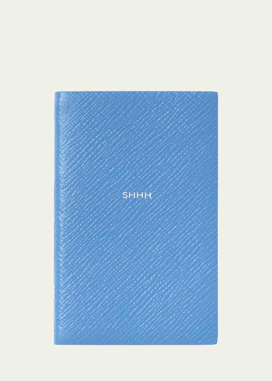 Image 1 of 1: "Shhh" Wafer Panama Leather Pocket Notebook, Nile Blue