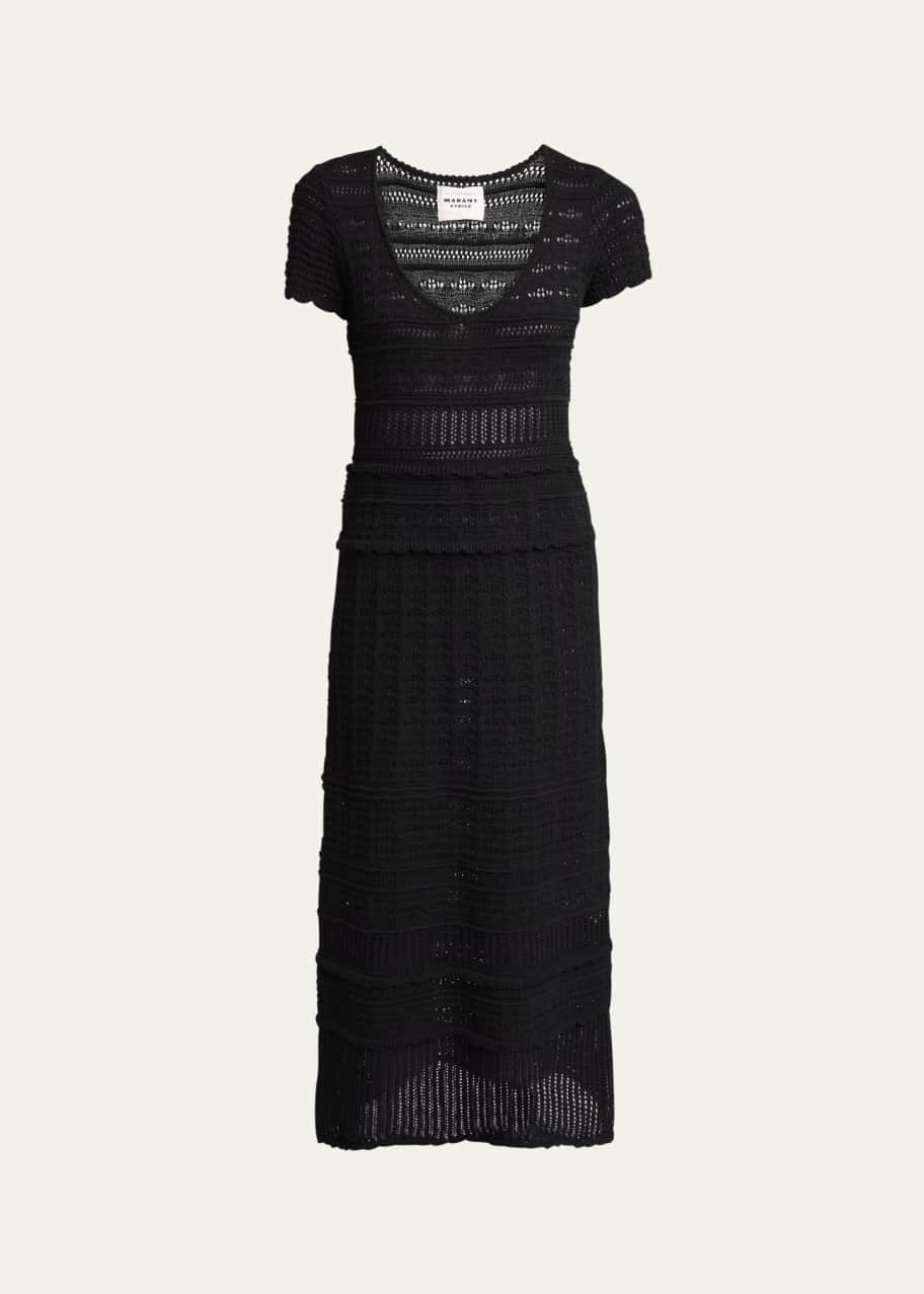 Etoile Isabel Marant Aurore Short-Sleeve Crochet Maxi Dress