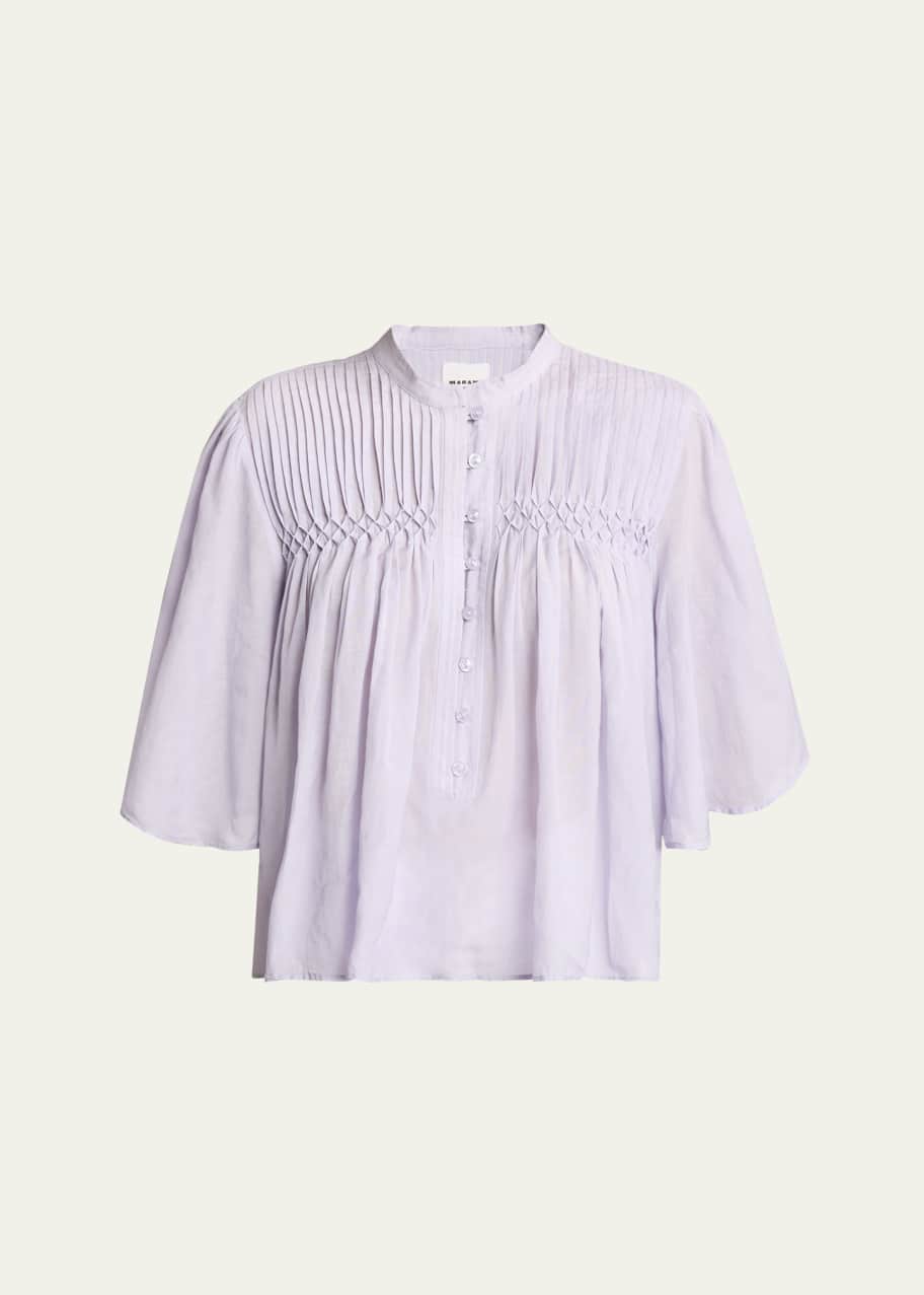 Image 1 of 1: Destiny Short-Sleeve Smocked Blouse