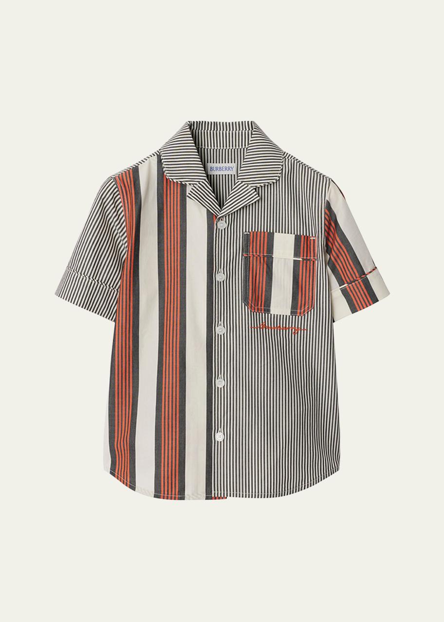 Burberry Boy's Xanadu Mixed Striped Shirt, Size 3-14 - Bergdorf