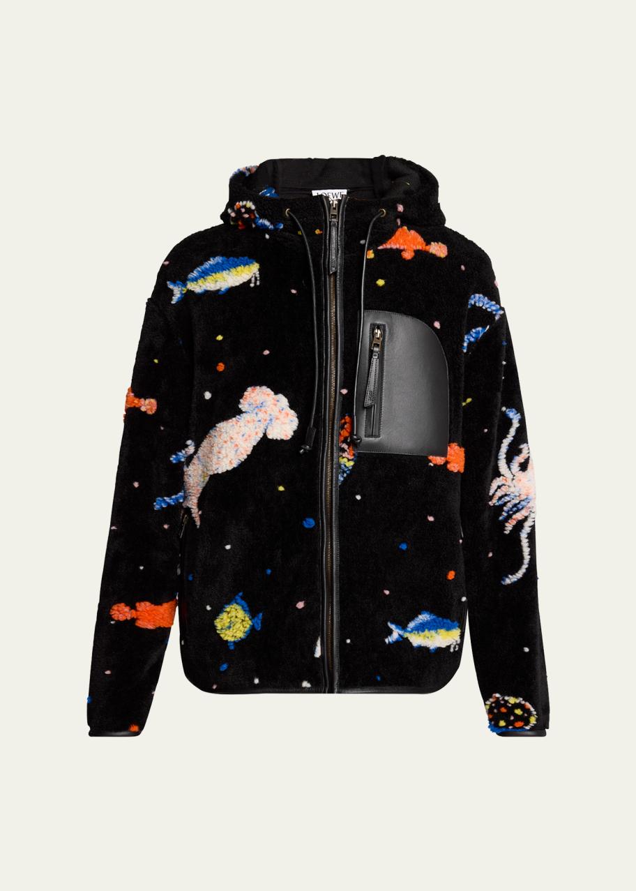 LOEWE Men's Deep Sea Fleece Hooded Jacket - Bergdorf Goodman