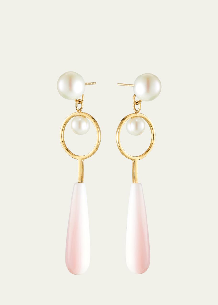 Katey Walker 18K Yellow Gold Freshwater Pearl and Pink Conch Shell Drop ...
