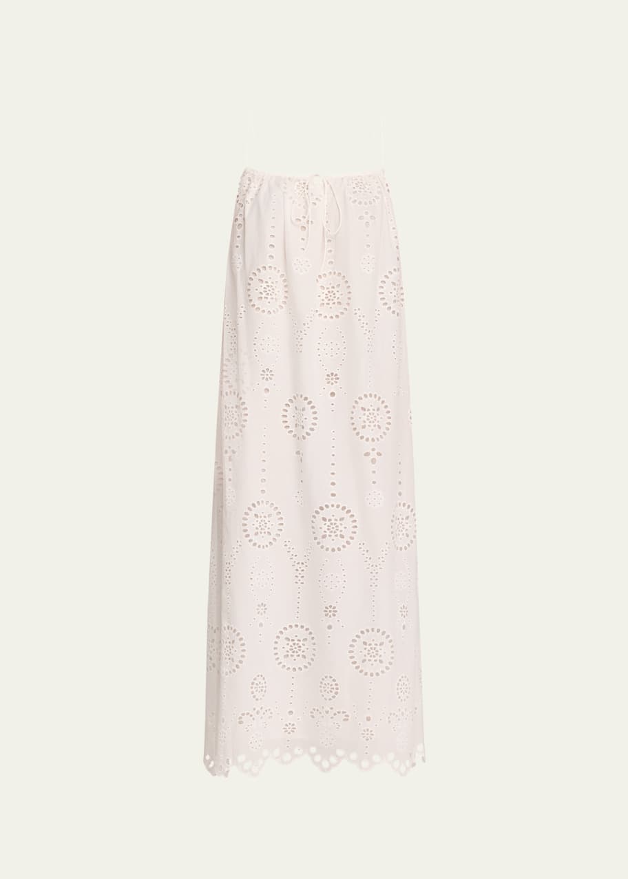 matteau broderie cotton midi dress MATTEAU | Broderie Shoulder Tie Cotton Midi Dress | Women