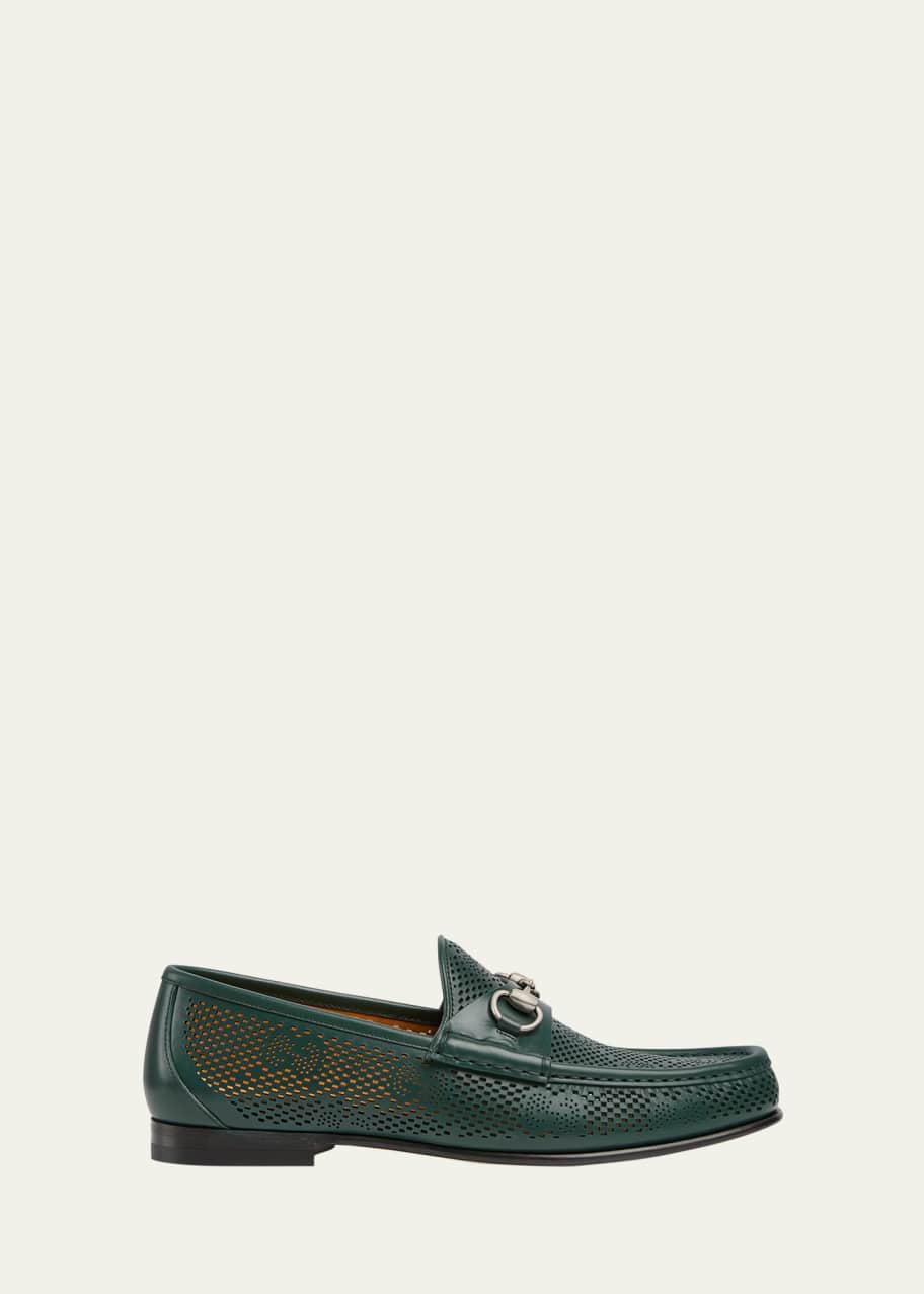 Gucci Men's Horsebit 1953 GG Perforated Leather Bit Loafers