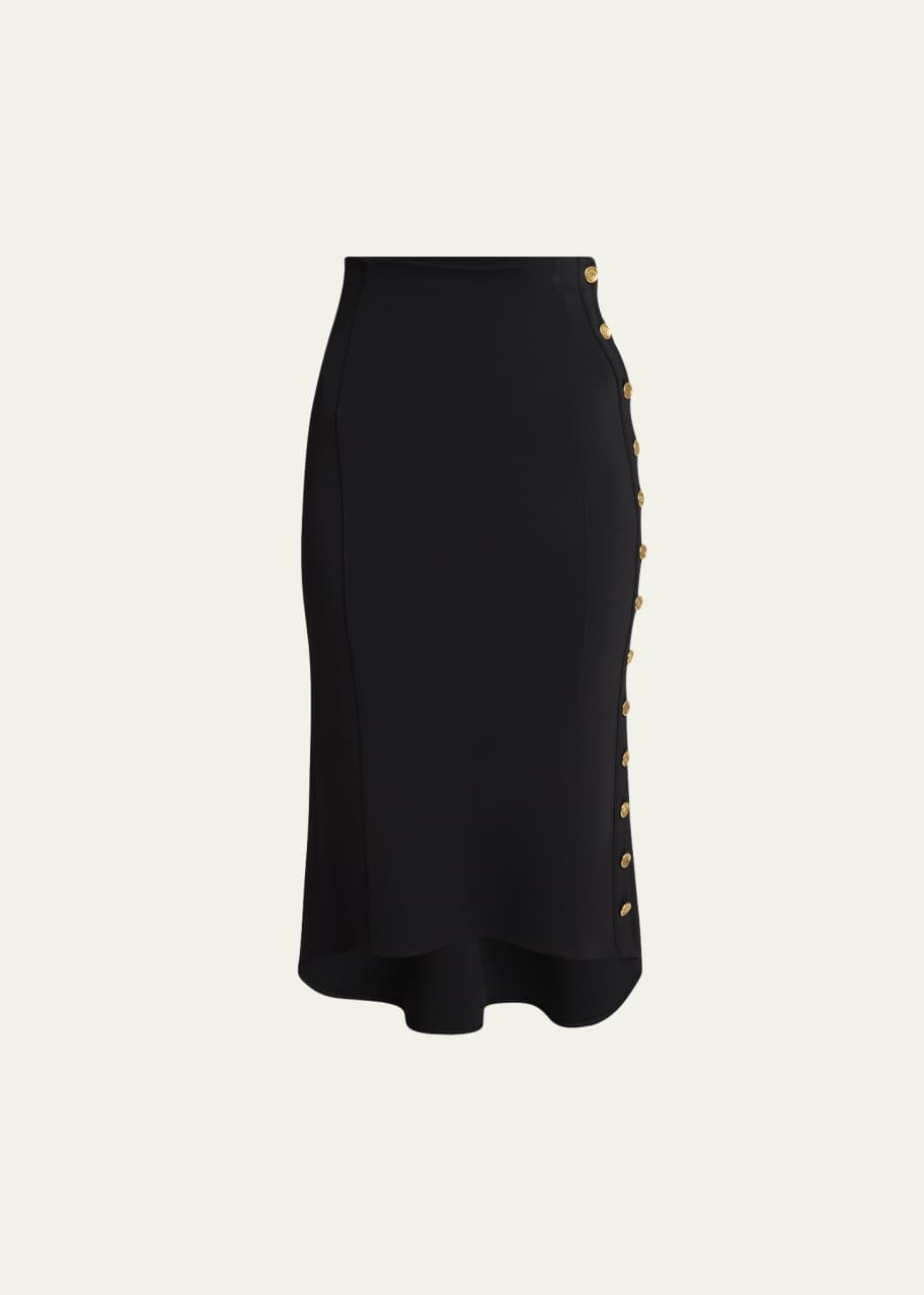 Image 1 of 1: Pencil Buttoned Midi High-Low Skirt