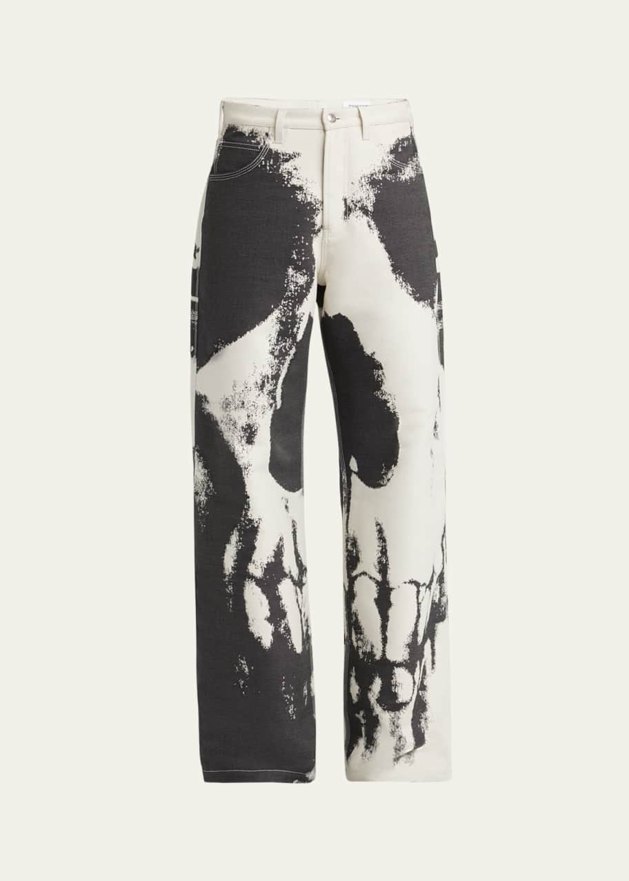 Image 1 of 1: Men's Skull-Print Carpenter Jeans