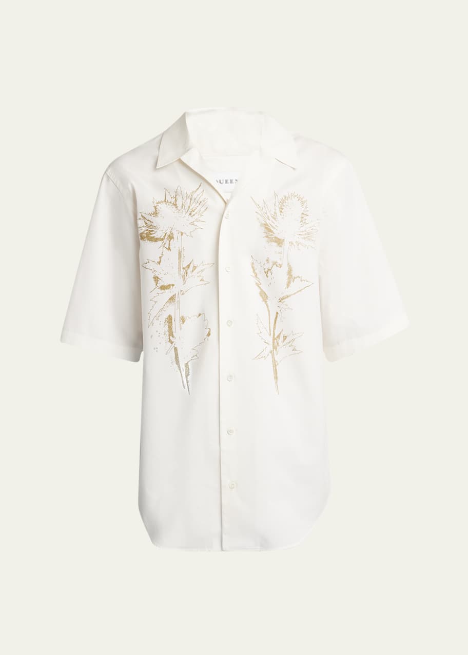 Image 1 of 1: Men's Thistle-Print Poplin Sport Shirt