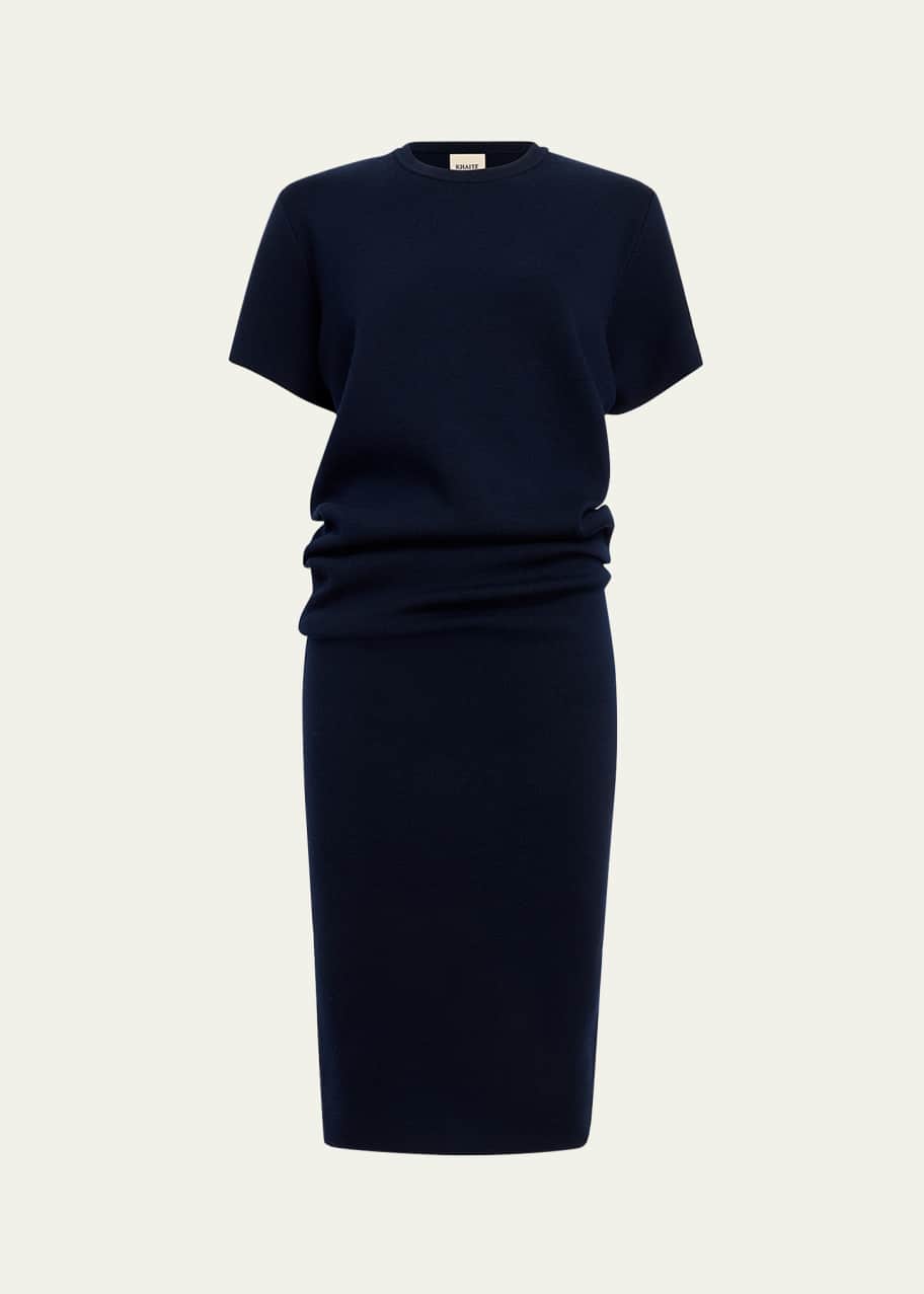 Image 1 of 1: Callas Draped Short-Sleeve Midi Dress