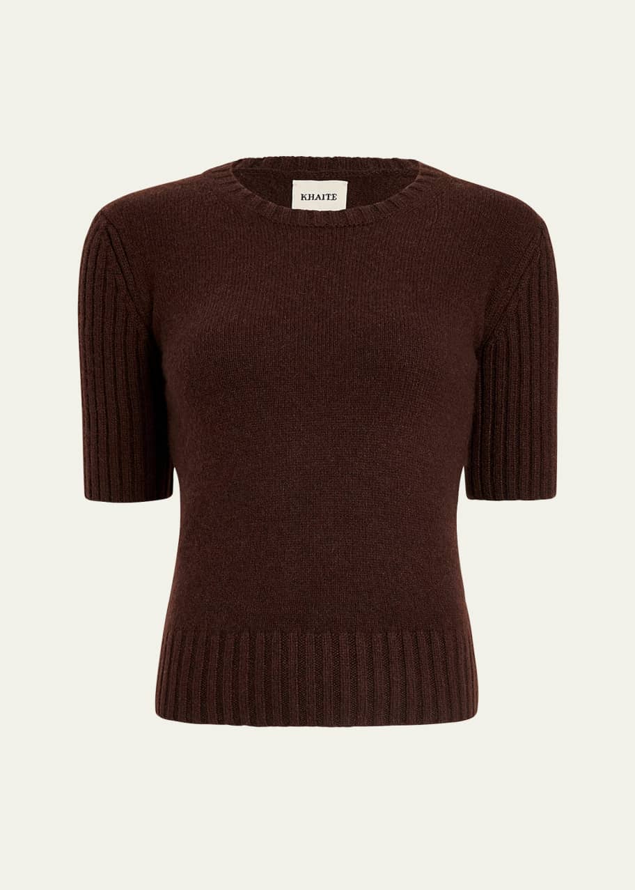 Image 1 of 1: Mia Cashmere Short-Sleeve Sweater