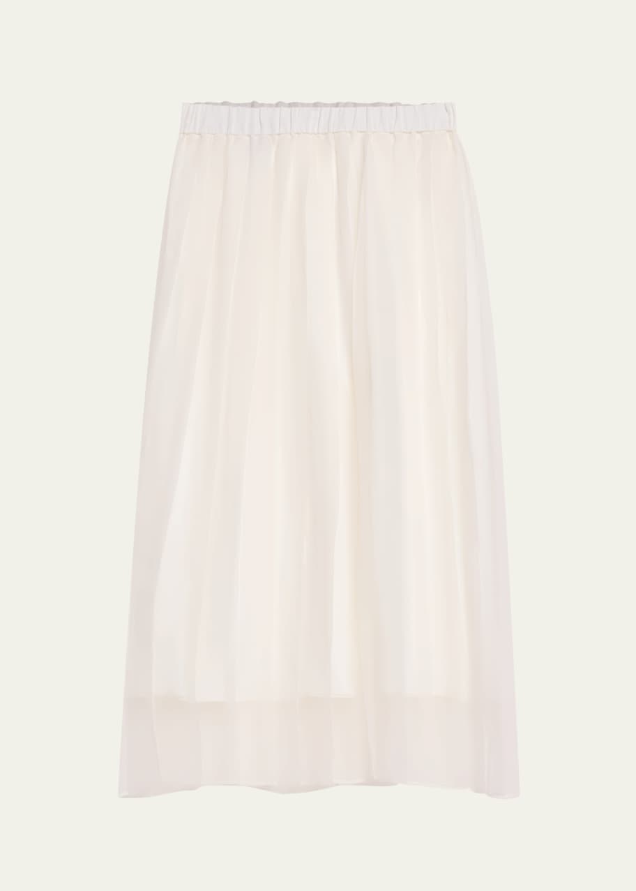 Image 1 of 1: Crispy Silk Chiffon Pleated Midi Skirt
