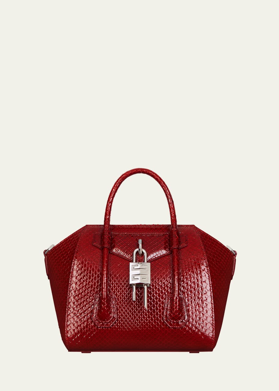 Image 1 of 1: Antigona Mini Lock Top-Handle Bag in Shiny Python