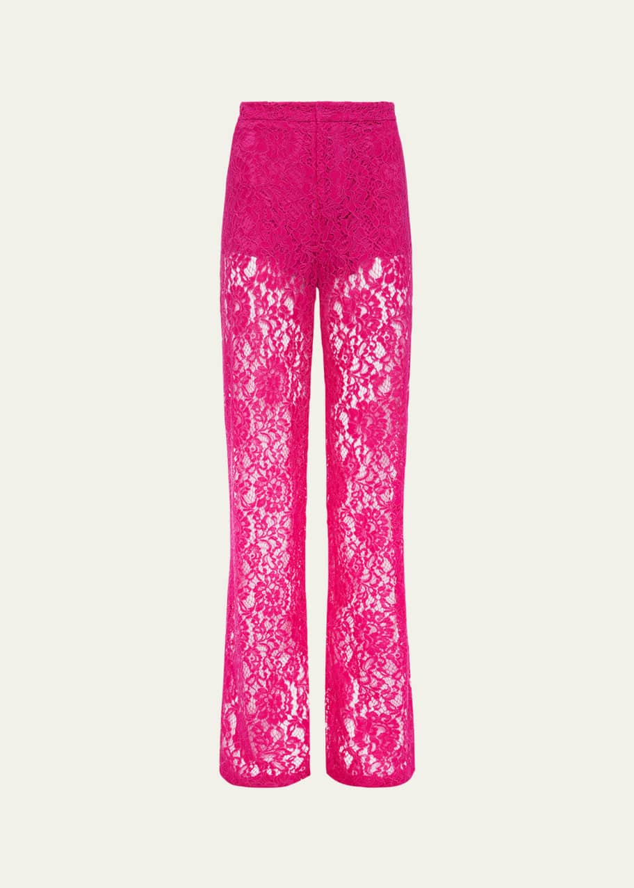 Image 1 of 1: Livvy Floral Lace Straight-Leg Trousers