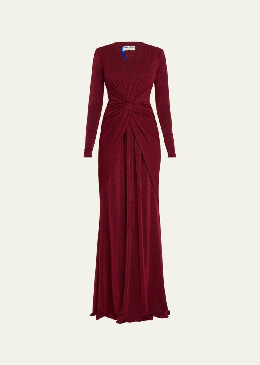 Image 1 of 1: Deep V-Neck Shimmer Twist Gown