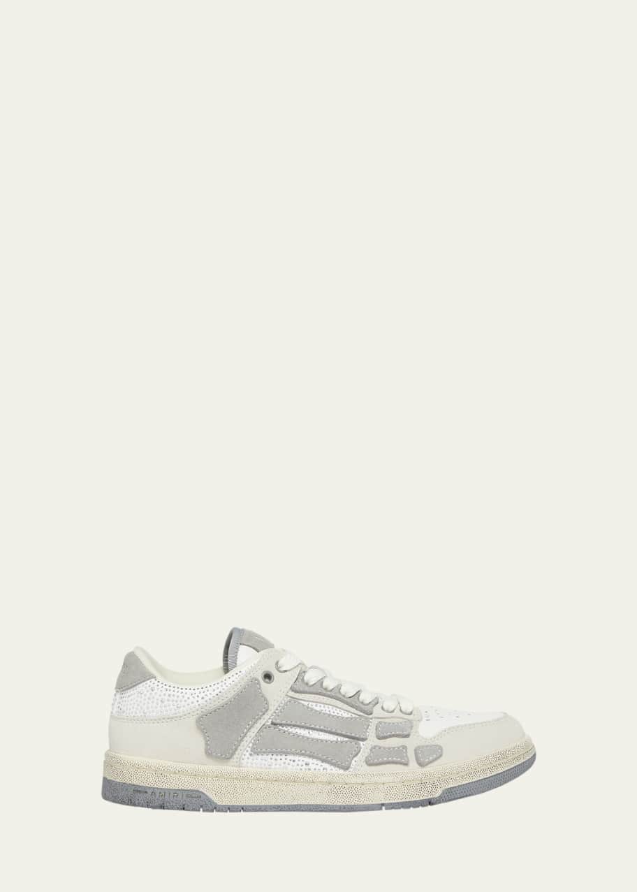 Image 1 of 1: Skeleton Crystal Suede Low-Top Sneakers