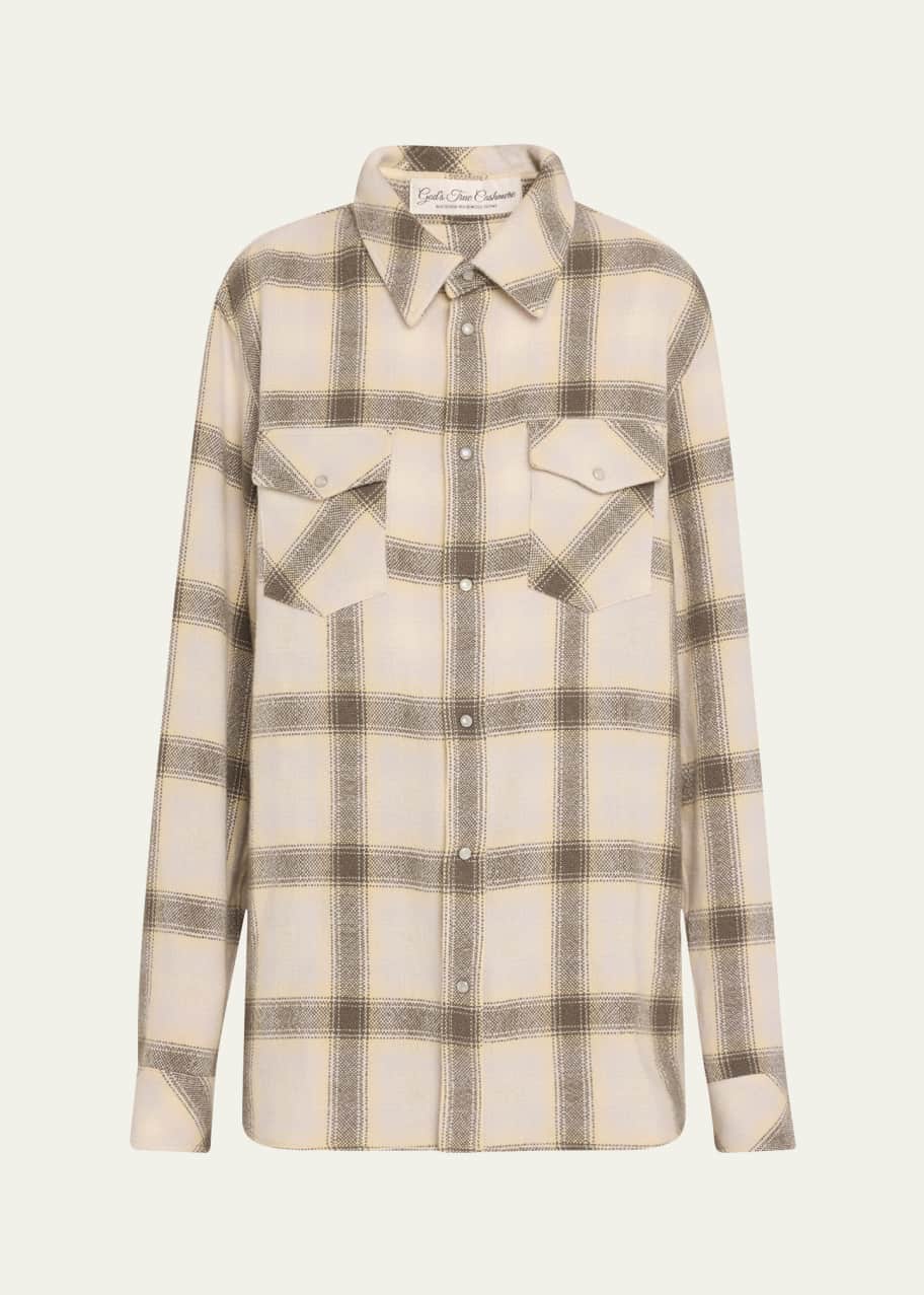 Image 1 of 1: Tartan Oversized Cashmere Shirt Jacket