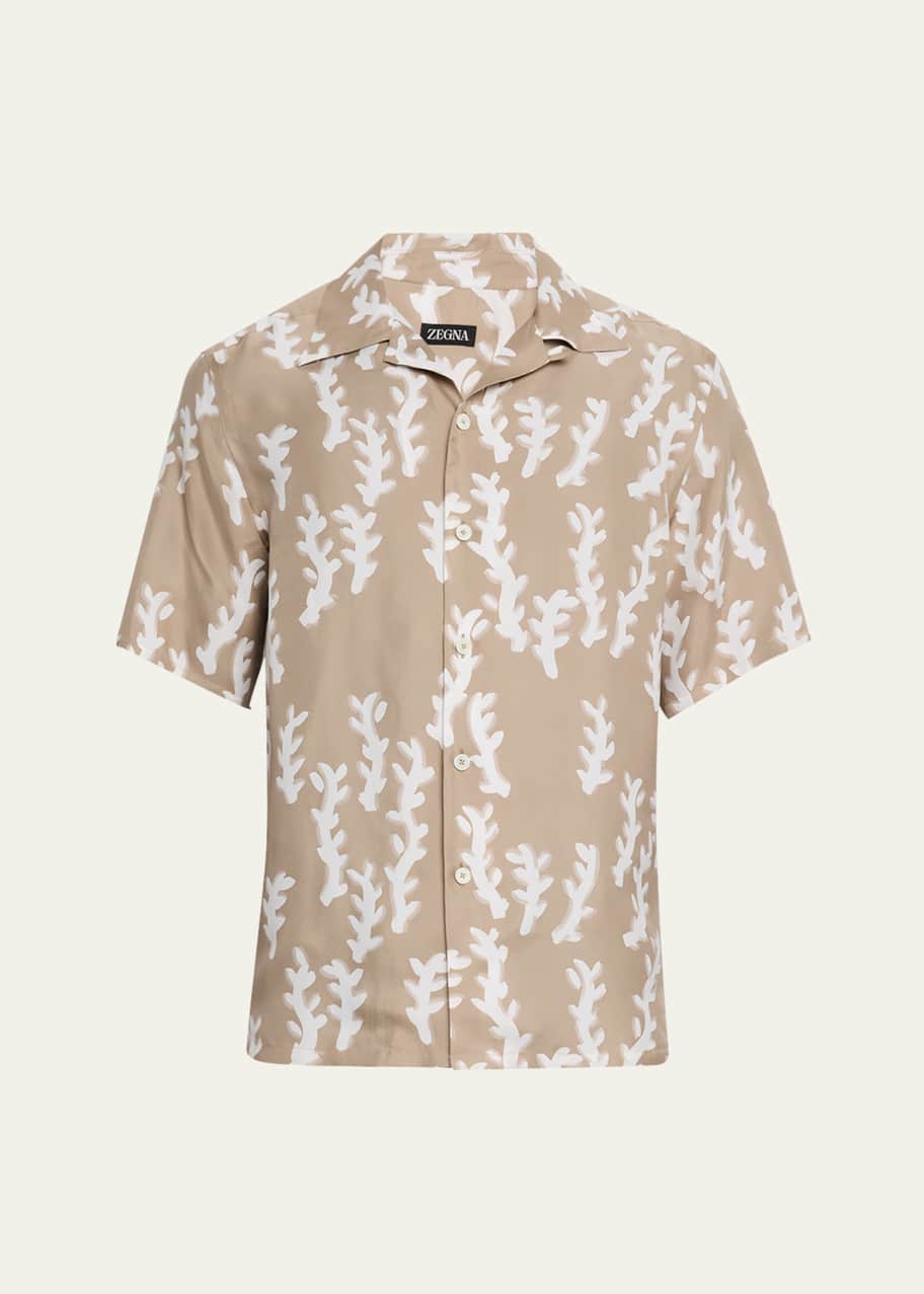 ZEGNA Men's Oasi Linen Printed Short-Sleeve Shirt - Bergdorf Goodman