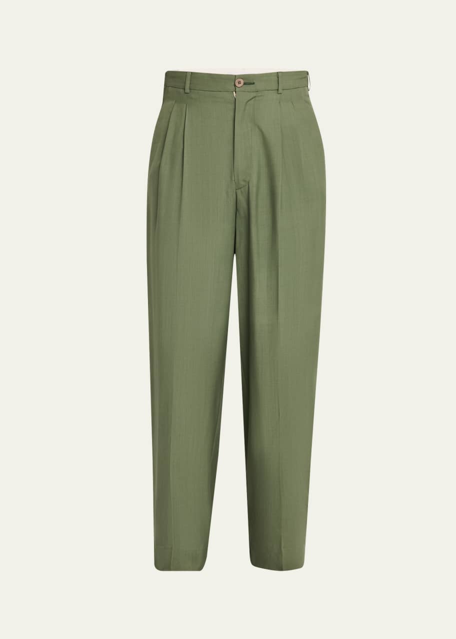 Image 1 of 1: Men's Double-Pleated Wool Trousers