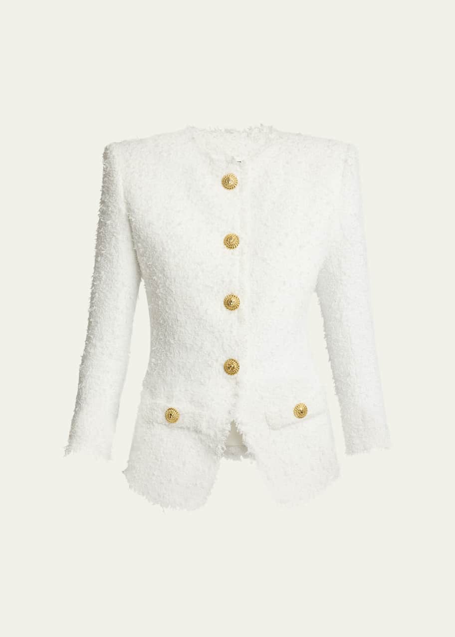 Balmain Collarless Tweed Jacket - Bergdorf Goodman