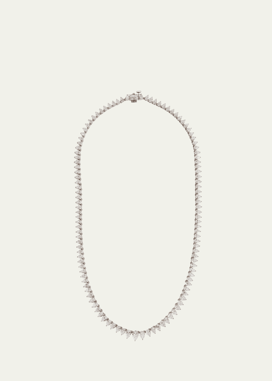 Image 1 of 1: 14K White Gold Graduated Pear Lab Diamond Tennis Necklace, 18"L, 16.54tcw