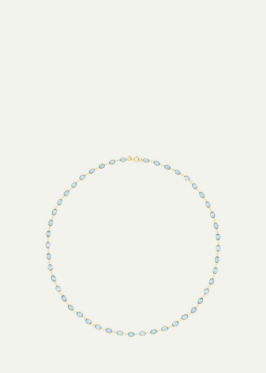 Image 1 of 1: Aquamarine Bezel Chain Tennis Necklace