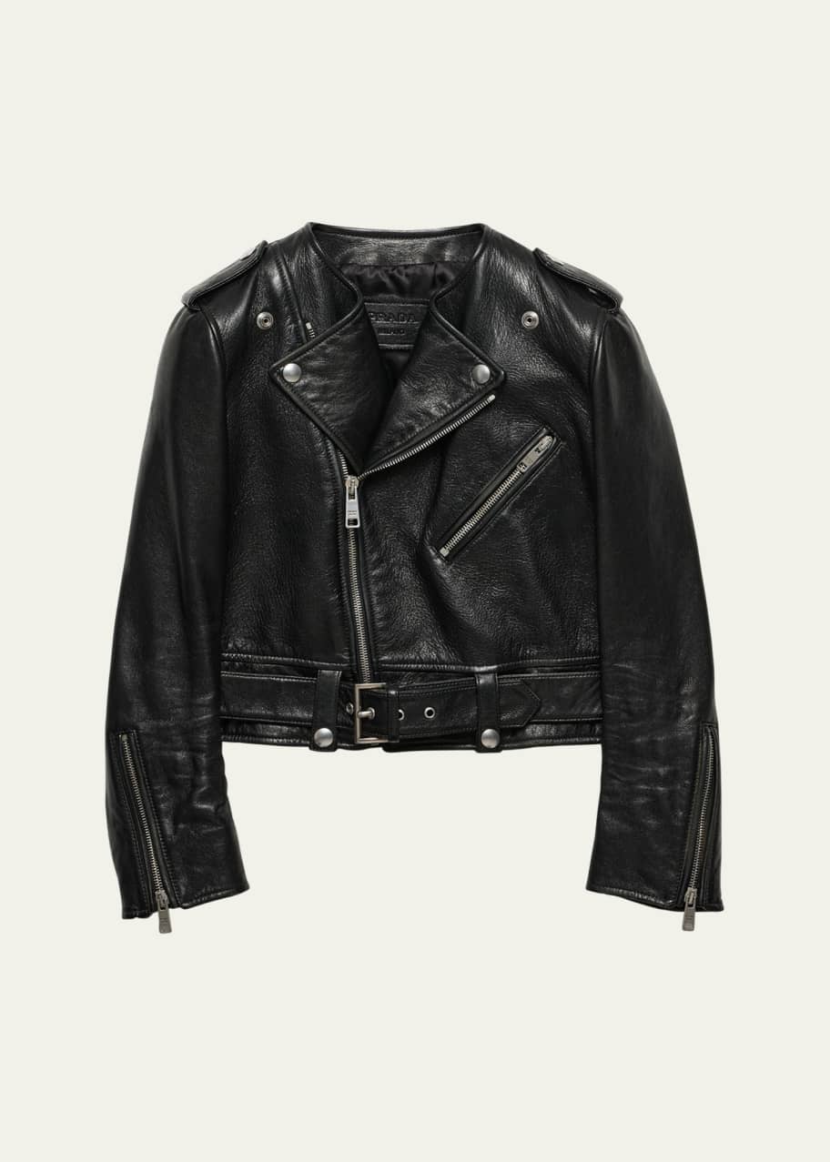 Prada Cropped Leather Jacket - Bergdorf Goodman