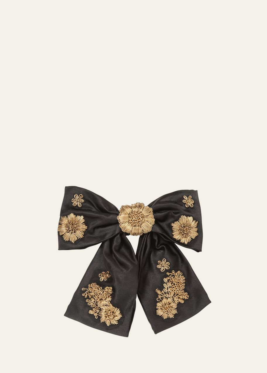 Image 1 of 1: Lorenza Metallic Floral Bow Barrette